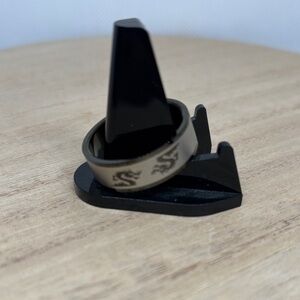 Elegant Black and Silver Men's Ring Band with Dragons Size 13